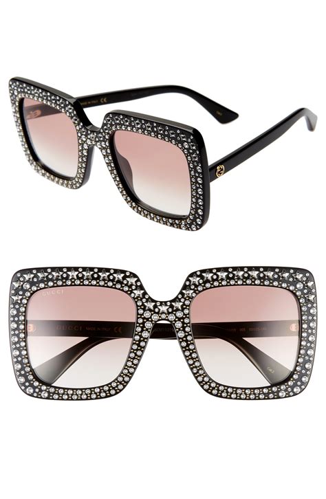 gucci crystal square sunglasses|gucci square sunglasses women.